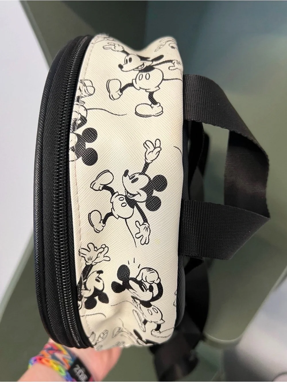 Bioworld Disney Black & White Mickey Mouse Mini Backpack w Golden Mickey Accent